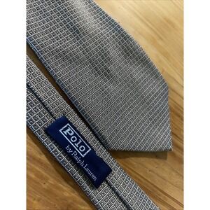 Polo Ralph‎ Lauren Necktie Men Gray Check Hand Made USA Wedding Business Resort